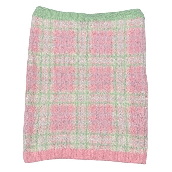NWT THE RAGGED PRIEST Siren Fuzzy Plaid Knit Mini Bodycon Skirt Size Small Pink - Picture 6 of 6